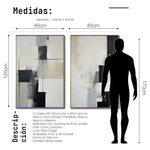 Cargar imagen en el visor de la galería, Set Cuadros Decorativos Abstracto Negro Arena 2 - 227 - Diptico Moderno y Minimalista Arte Estilo Nordico en Negro, Beige y Gris Tonos Neutros
