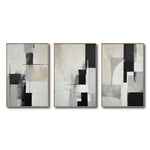 Cargar imagen en el visor de la galería, Set Cuadros Decorativos Abstracto Negro Arena 2-227 - Triptico Moderno y Elegante Arte Minimalista Estilo Nordico en Tonos Neutros
