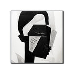 Cargar imagen en el visor de la galería, Cuadro Decorativo Abstracto Negro Arena 2-228 Rostro Moderno Cubismo Estilo Nordico Arte Minimalista
