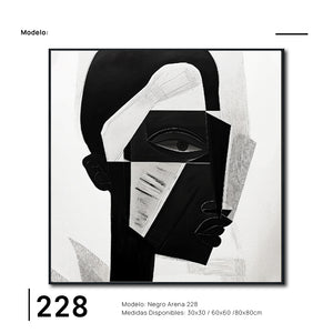 Cuadro Decorativo Abstracto Negro Arena 2-228 Rostro Moderno Cubismo Estilo Nordico Arte Minimalista