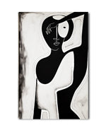 Cargar imagen en el visor de la galería, Cuadro Decorativo Abstracto Negro Arena 2-229 Silueta Femenina Minimalista  Arte Lineal Tribal
