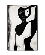 Cargar imagen en el visor de la galería, Cuadro Decorativo Abstracto Negro Arena 2-229 Silueta Femenina Minimalista  Arte Lineal Tribal
