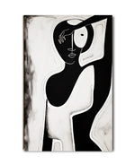 Cargar imagen en el visor de la galería, Cuadro Decorativo Abstracto Negro Arena 2-229 Silueta Femenina Minimalista  Arte Lineal Tribal
