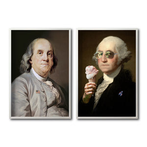 Set Cuadros Decorativos New Classic II 229 - Benjamin Franklin Lollipop, George Washington Ice Cream