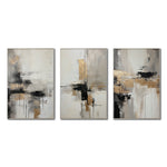 Cargar imagen en el visor de la galería, Set Cuadros Decorativos Abstracto Negro Arena 269 _Triptico Moderno y Elegante En Negro, Beige y Dorado Oro
