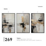 Cargar imagen en el visor de la galería, Set Cuadros Decorativos Abstracto Negro Arena 269 _Triptico Moderno y Elegante En Negro, Beige y Dorado Oro
