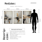 Cargar imagen en el visor de la galería, Set Cuadros Decorativos Abstracto Negro Arena 269 _Triptico Moderno y Elegante En Negro, Beige y Dorado Oro
