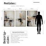 Cargar imagen en el visor de la galería, Set Cuadros Decorativos Abstracto Negro Arena 269 _Triptico Moderno y Elegante En Negro, Beige y Dorado Oro
