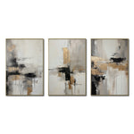 Cargar imagen en el visor de la galería, Set Cuadros Decorativos Abstracto Negro Arena 269 _Triptico Moderno y Elegante En Negro, Beige y Dorado Oro
