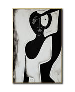 Cargar imagen en el visor de la galería, Cuadro Decorativo Abstracto Negro Arena 2-229 Silueta Femenina Minimalista  Arte Lineal Tribal
