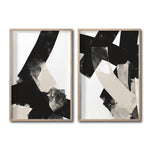 Cargar imagen en el visor de la galería, Set Cuadros Decorativos Abstracto Negro Arena 022 -Para Comedor
