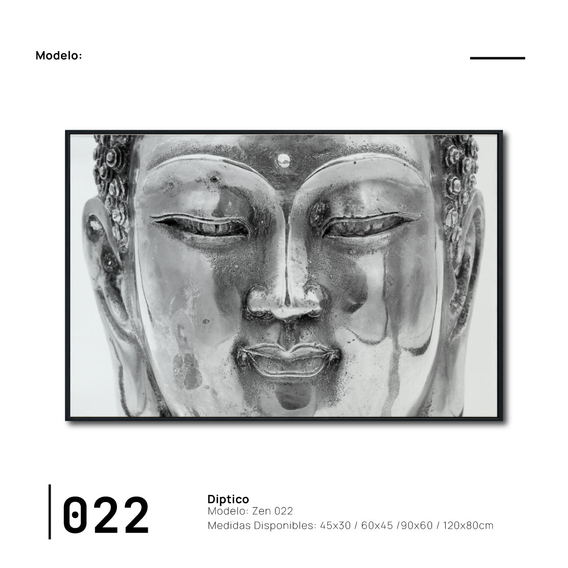 Cuadro Decorativo -  Zen 022 - Cabeza de Buda en Blanco y Negro