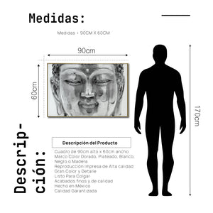 Cuadro Decorativo -  Zen 022 - Cabeza de Buda en Blanco y Negro