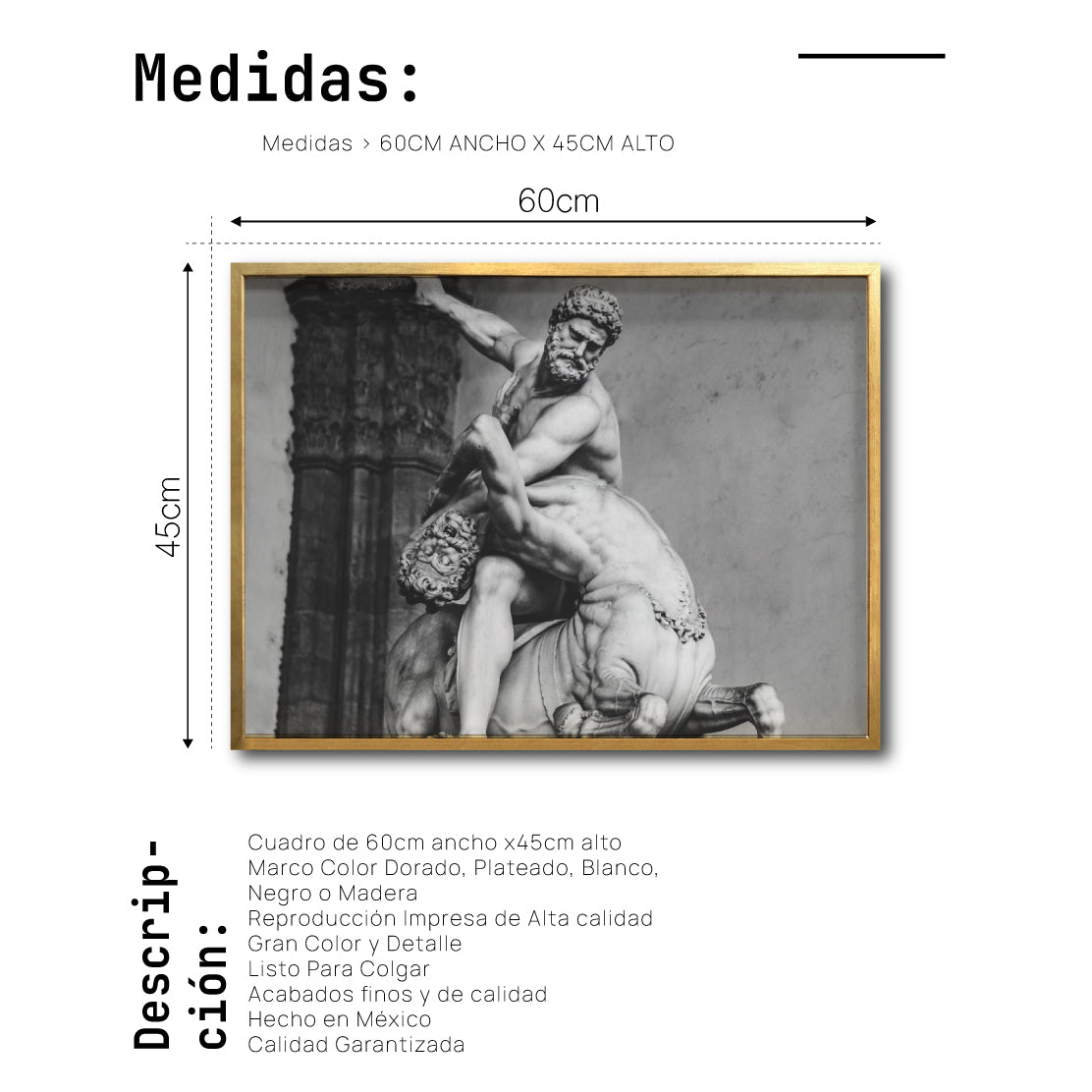 Cuadro Decorativo Esculturas 023 Hércules y el Centauro Neso