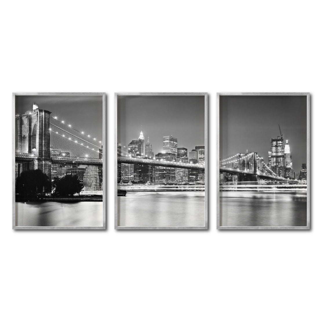 Set Cuadros Decorativos NY 023 - Triptico Puente de Brooklyn Nueva York
