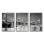 Cargar imagen en el visor de la galería, Set Cuadros Decorativos NY 023 - Triptico Puente de Brooklyn Nueva York
