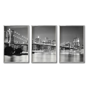Set Cuadros Decorativos NY 023 - Triptico Puente de Brooklyn Nueva York