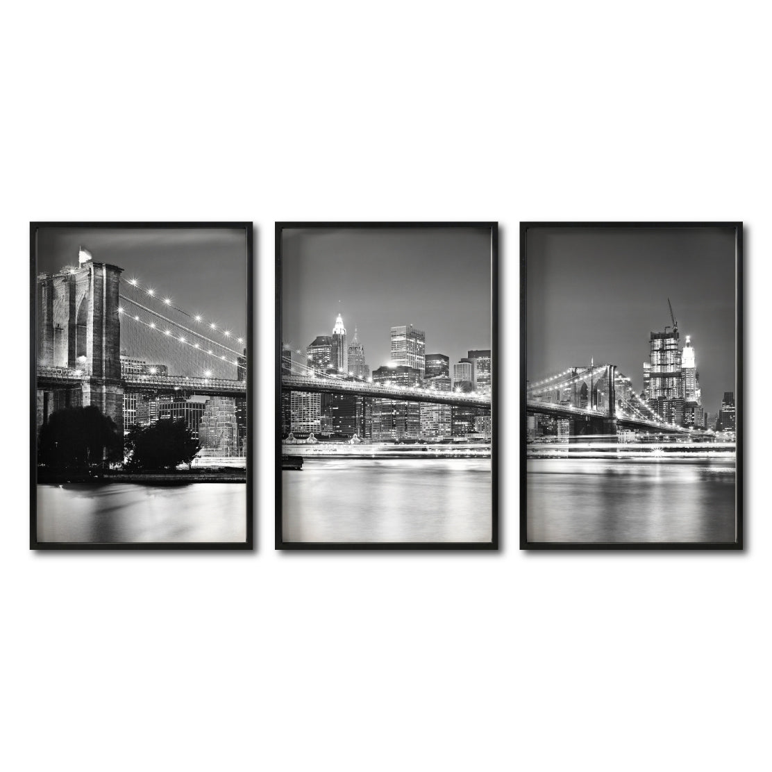 Set Cuadros Decorativos NY 023 - Triptico Puente de Brooklyn Nueva York