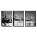 Cargar imagen en el visor de la galería, Set Cuadros Decorativos NY 023 - Triptico Puente de Brooklyn Nueva York
