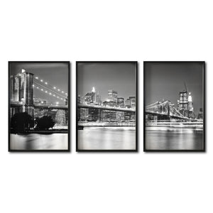 Set Cuadros Decorativos NY 023 - Triptico Puente de Brooklyn Nueva York