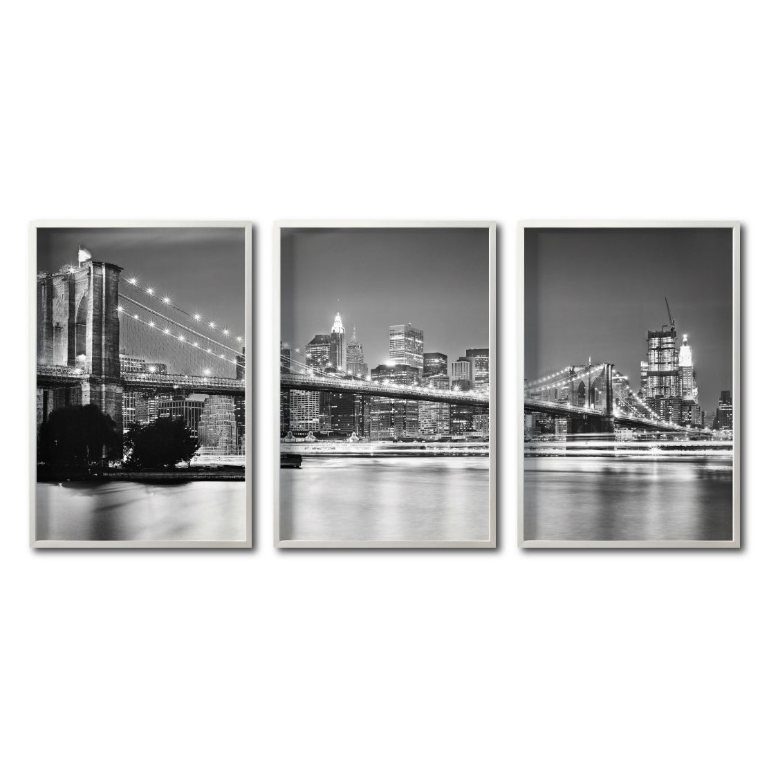 Set Cuadros Decorativos NY 023 - Triptico Puente de Brooklyn Nueva York