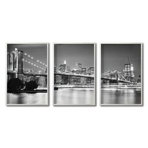 Set Cuadros Decorativos NY 023 - Triptico Puente de Brooklyn Nueva York