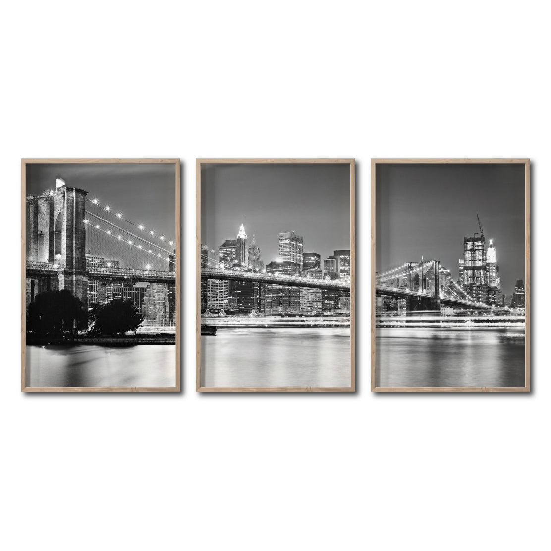 Set Cuadros Decorativos NY 023 - Triptico Puente de Brooklyn Nueva York