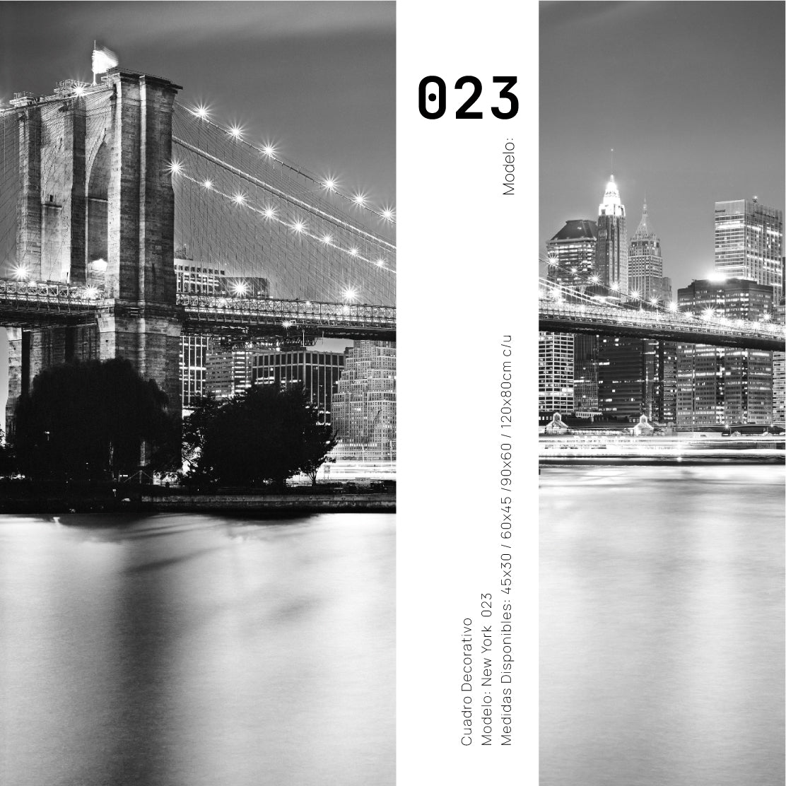 Set Cuadros Decorativos NY 023 - Triptico Puente de Brooklyn Nueva York
