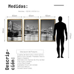 Cargar imagen en el visor de la galería, Set Cuadros Decorativos NY 023 - Triptico Puente de Brooklyn Nueva York
