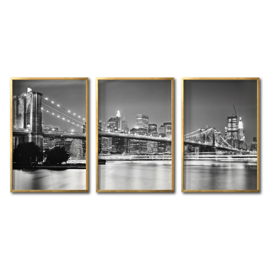 Set Cuadros Decorativos NY 023 - Triptico Puente de Brooklyn Nueva York