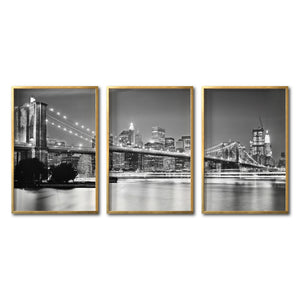Set Cuadros Decorativos NY 023 - Triptico Puente de Brooklyn Nueva York