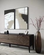 Cargar imagen en el visor de la galería, Set Cuadros Decorativos Abstracto Negro Arena  2 - 243 - Diptico Moderno Estilo Nordico Tonos Neutros
