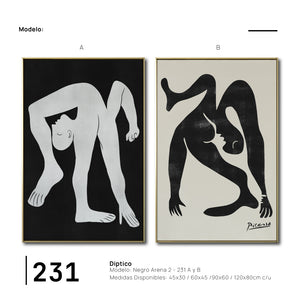 Set Cuadros Decorativos Abstracto Negro Arena 2-231 -Diptico