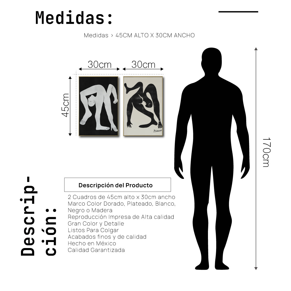 Set Cuadros Decorativos Abstracto Negro Arena 2-231 -Diptico