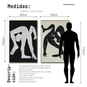 Set Cuadros Decorativos Abstracto Negro Arena 2-231 -Diptico