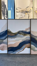 Cargar imagen en el visor de la galería, Set de 3 Cuadros Decorativos Abstract Colors 3-316 - Arte Moderno y Juvenil en tonos Verde, Azul y Beige-Triptico
