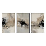 Cargar imagen en el visor de la galería, Set Cuadros Decorativos Abstracto Negro Arena 2-236- Tríptico Modernos y Elegante Estilo Boho en Tonos Neutros
