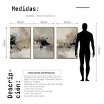 Cargar imagen en el visor de la galería, Set Cuadros Decorativos Abstracto Negro Arena 2-236- Tríptico Modernos y Elegante Estilo Boho en Tonos Neutros

