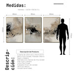 Cargar imagen en el visor de la galería, Set Cuadros Decorativos Abstracto Negro Arena 2-236- Tríptico Modernos y Elegante Estilo Boho en Tonos Neutros

