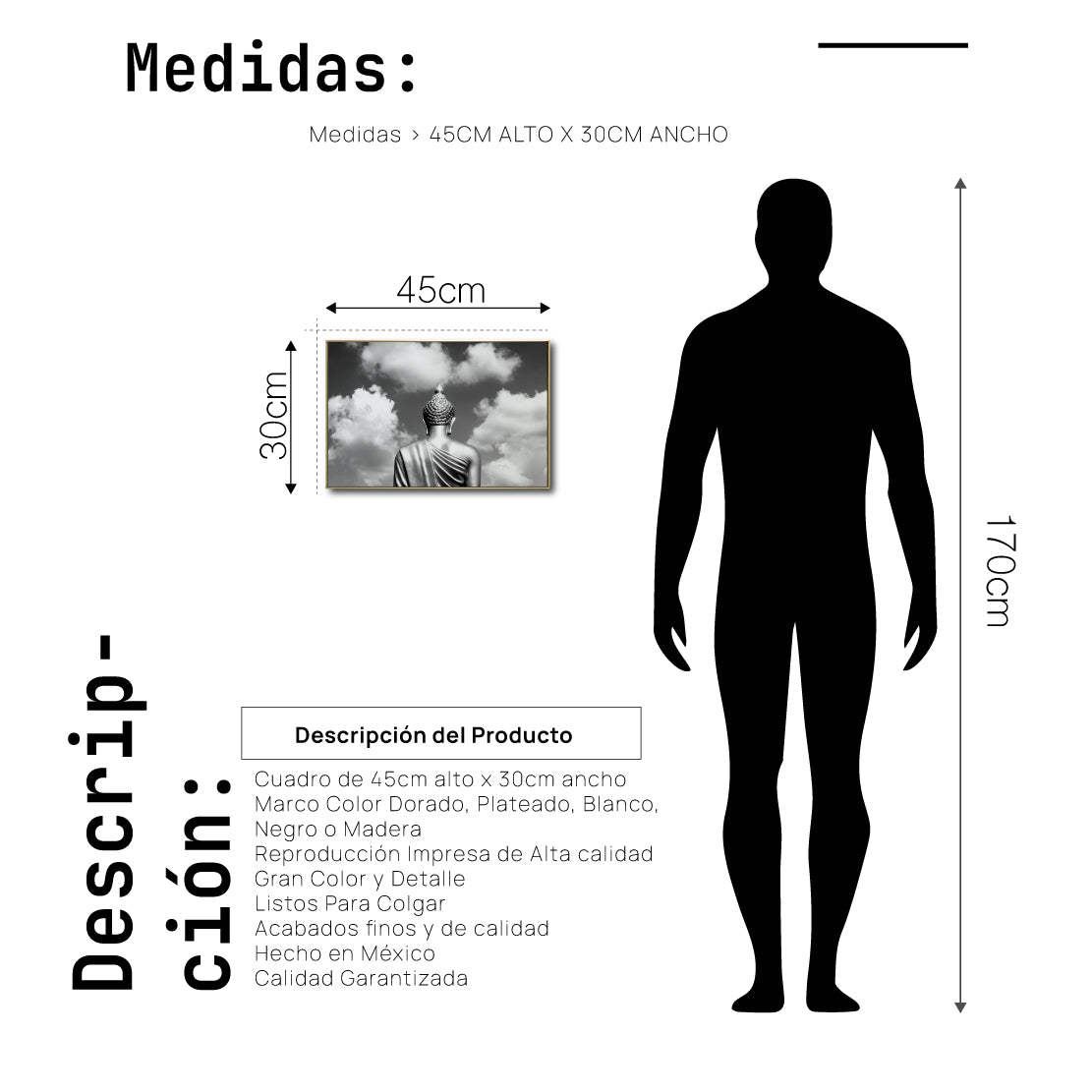 Cuadro Decorativo - Zen 023 - Escultura de Buda - Meditación