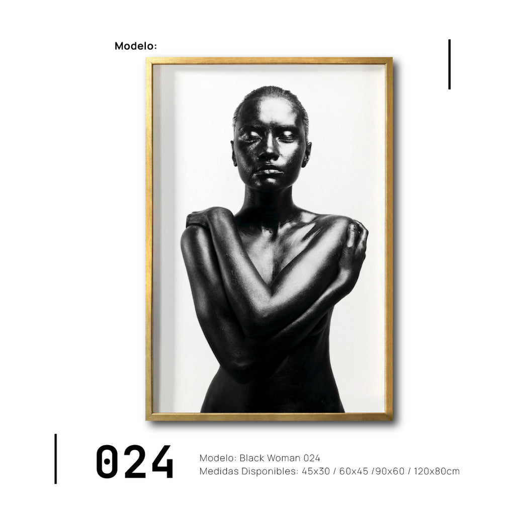 Cuadro decorativo Canvas Rostro Mujer Negra Africana para sala en México. 024. Arte en blanco y negro.