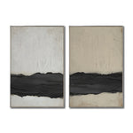 Cargar imagen en el visor de la galería, Set Cuadros Decorativos Abstracto Negro Arena 2-241 - Diptico Moderno y Minimalista Arte Estilo Nordico Tonos Neutros
