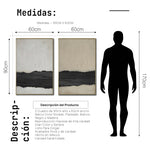 Cargar imagen en el visor de la galería, Set Cuadros Decorativos Abstracto Negro Arena 2-241 - Diptico Moderno y Minimalista Arte Estilo Nordico Tonos Neutros
