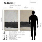 Cargar imagen en el visor de la galería, Set Cuadros Decorativos Abstracto Negro Arena 2-241 - Diptico Moderno y Minimalista Arte Estilo Nordico Tonos Neutros
