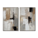 Cargar imagen en el visor de la galería, Set cuadros decorativos Abstracto Negro Arena 2 - 246 - Diptico Moderno y Elegante Arte Estilo Nordico en Tonos Neutros
