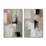 Cargar imagen en el visor de la galería, Set cuadros decorativos Abstracto Negro Arena 2 - 246 - Diptico Moderno y Elegante Arte Estilo Nordico en Tonos Neutros
