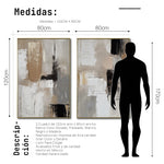 Cargar imagen en el visor de la galería, Set cuadros decorativos Abstracto Negro Arena 2 - 246 - Diptico Moderno y Elegante Arte Estilo Nordico en Tonos Neutros
