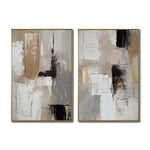 Cargar imagen en el visor de la galería, Set cuadros decorativos Abstracto Negro Arena 2 - 246 - Diptico Moderno y Elegante Arte Estilo Nordico en Tonos Neutros
