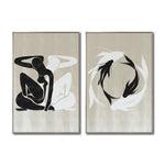 Cargar imagen en el visor de la galería, Set Cuadros Decorativos Abstracto Negro Arena 2 - 247 - Diptico Moderno y Minimalista Estilo Nordico Tonos Neutros
