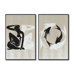 Cargar imagen en el visor de la galería, Set Cuadros Decorativos Abstracto Negro Arena 2 - 247 - Diptico Moderno y Minimalista Estilo Nordico Tonos Neutros
